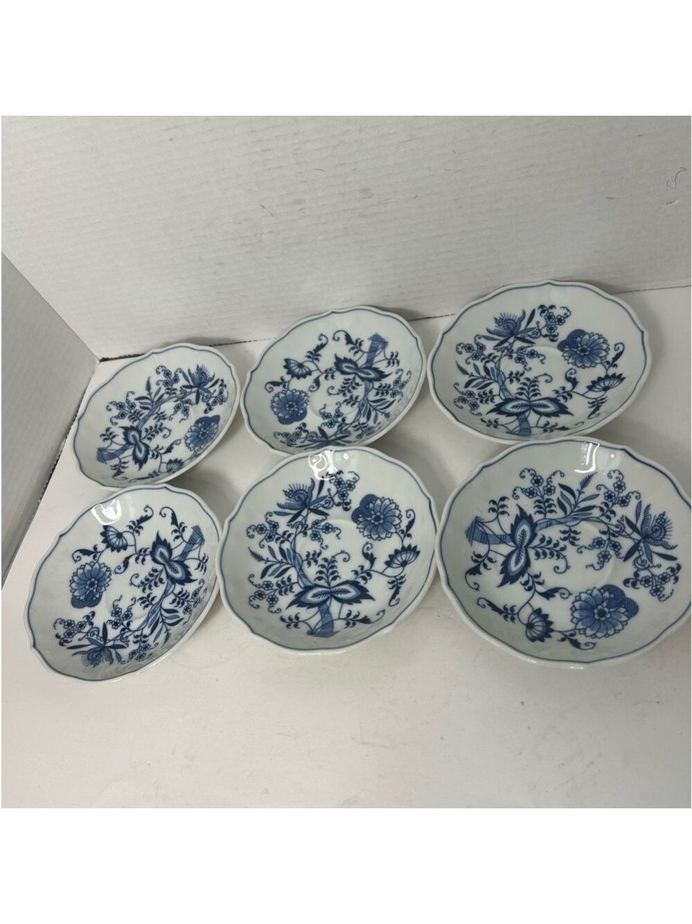 Vintage Blue Danube Tea Cup Saucers Set of 6 Floral Blue White 5.5”